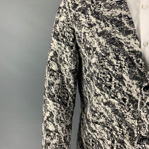 CORRIDOR Size S Black White Marbled Cotton Notch Lapel Suit