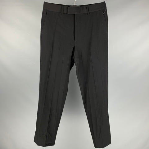 GUCCI Taille 34 Pantalon habillé en laine noire à devant plat