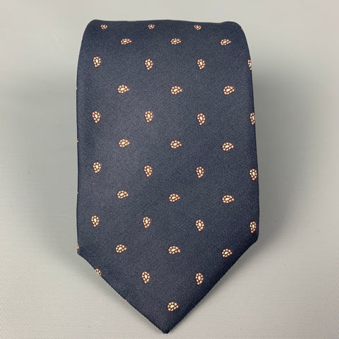 BERT PULITZER Navy Pink Paisley Silk Tie