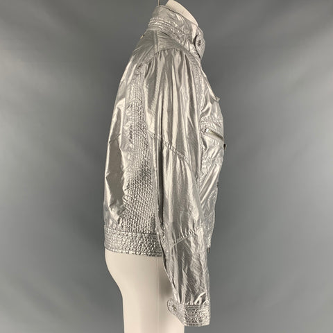 RALPH LAUREN Size 8 Silver Nylon Blend Metallic Zip Up Jacket
