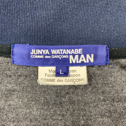 JUNYA WATANABE Size L Navy & Gray Plaid Cotton Button Up Long Sleeve Shirt Jacket