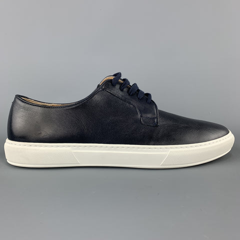 BARNEY'S NEW YORK Baskets basses à lacets en cuir bleu marine taille 13