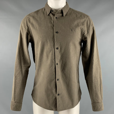ALLSAINTS Size S Green Cotton Flannel Long Sleeve Shirt