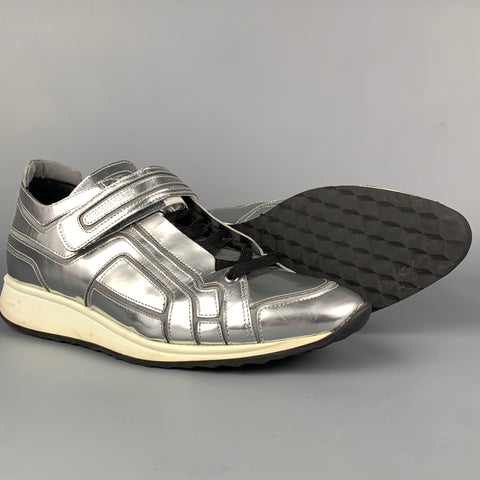 PIERRE HARDY Size 9 Silver Metallic Eel Lace Up Sneakers