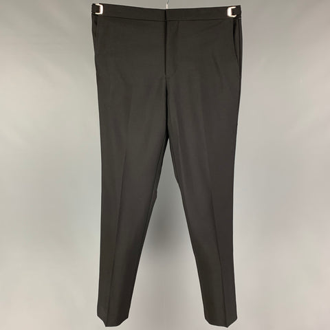 GIVENCHY Talla 34 Pantalón de vestir con bragueta y cremallera de mohair de lana negra