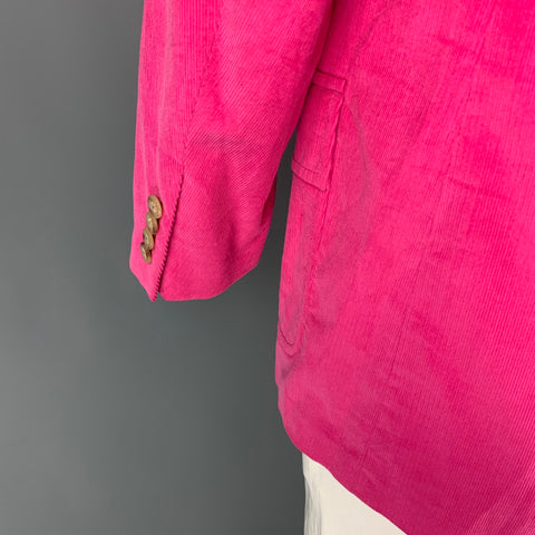 POLO by RALPH LAUREN Size 42 Long Hot Pink Corduroy Cotton Notch Lapel Sport Coat
