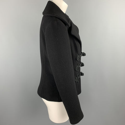RALPH LAUREN Size M Black Wool Toggle Closure Notch Lapel Jacket