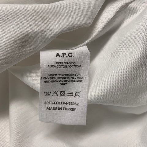 A.P.C. Size XXL White Embroidery Cotton Crew-Neck T-shirt