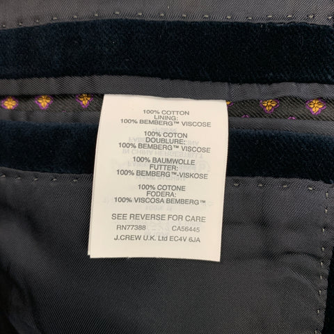 J.CREW Ludlow Size 36 Regular Blue Velvet Notch Lapel Sport Coat