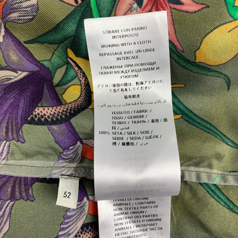 GUCCI Size L Multi-Color Print Silk Camp Short Sleeve Shirt