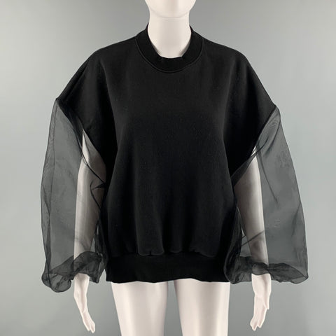 CINQ a' SEPT Size M Black Cotton Mixed Fabrics Crew-Neck Pullover