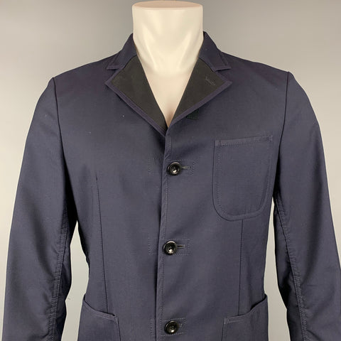 JUNYA WATANABE Size S Navy Wool Notch Lapel Sport Coat