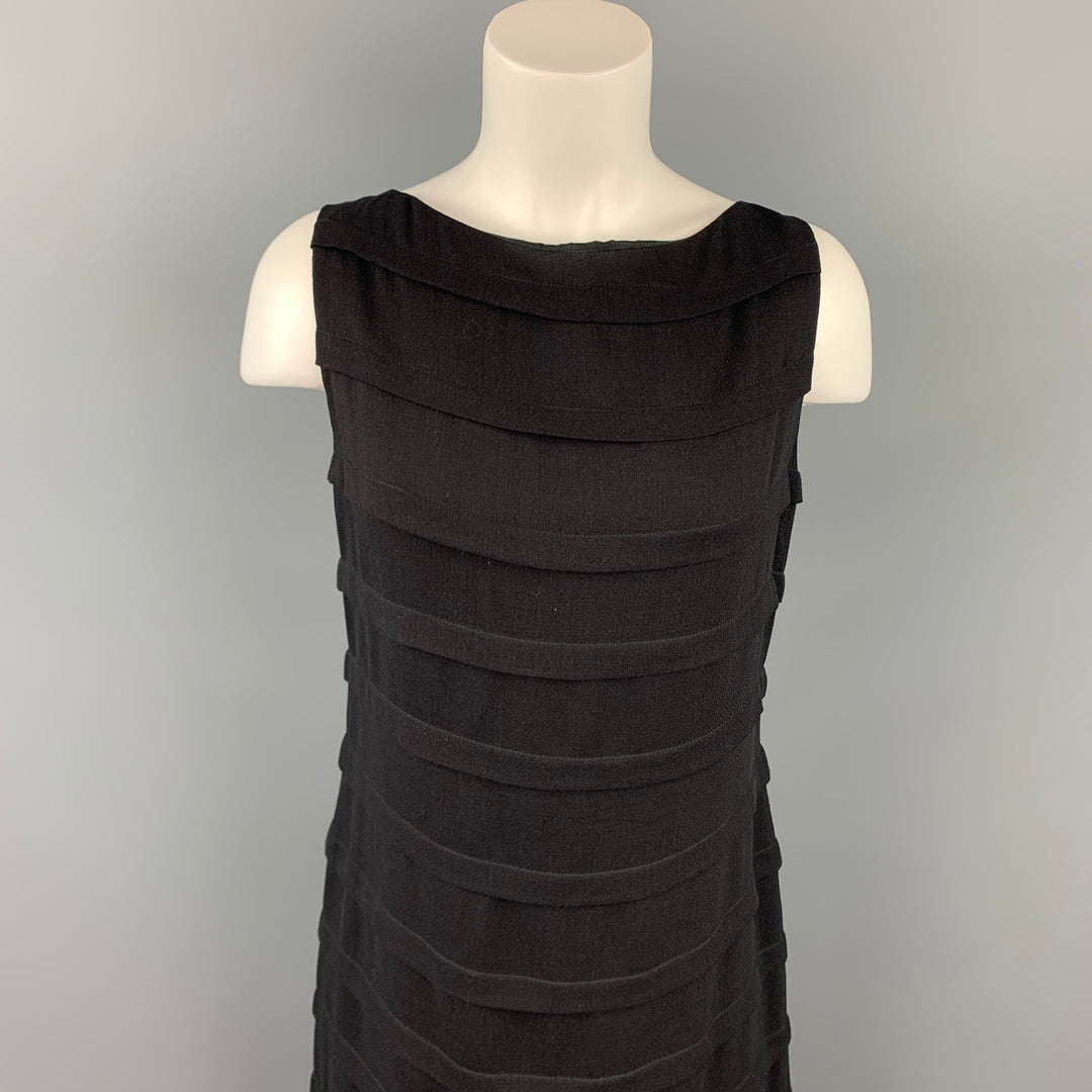 DEBORAH HAMPTON Size 8 Black Crepe Viscose / Silk Shift Cocktail Dress
