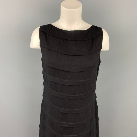 DEBORAH HAMPTON Talla 8 Vestido de cóctel recto de seda y viscosa crepé negro