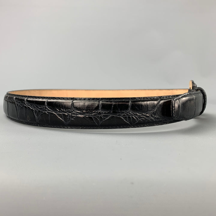 WCM NEW YORK Size S Black Embossed Leather Belt