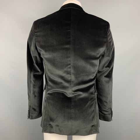 PAUL SMITH Kensington Fit Size 40 Regular Black Embroidery Velvet Notch Lapel Sport Coat
