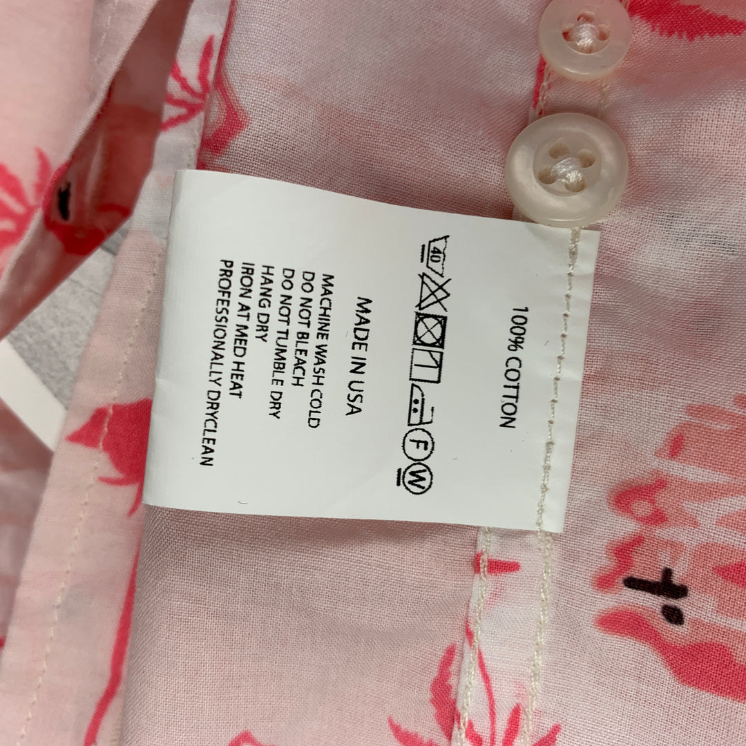 ENGINEERED GARMENTS Size M Pink & White Flamingo Print Cotton Camp Short Sleeve Shirt