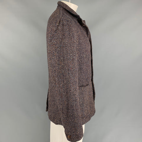45rpm Size XXL Brown & Navy Cotton Notch Lapel Jacket