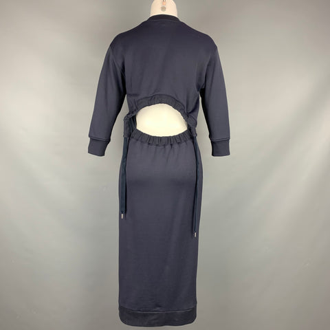 TIBI Size XS Navy Cotton Blend Open Back Long Dress