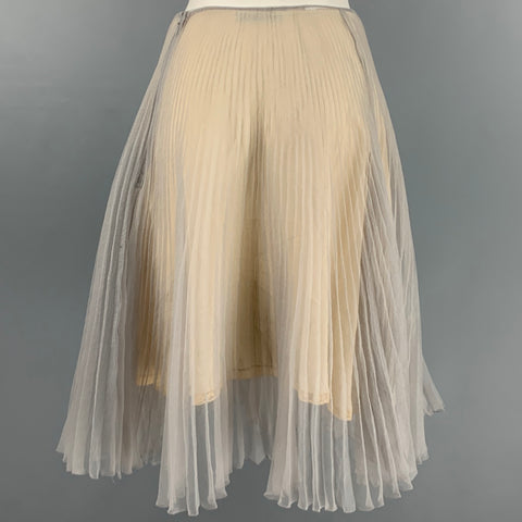 PRADA Size S Beige Green Pleated Double Layer Skirt