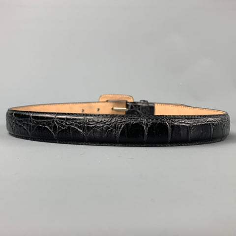 WCM NEW YORK Size S Black Embossed Leather Belt