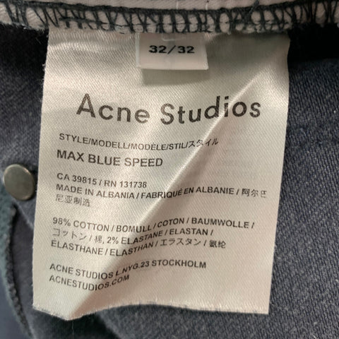 ACNE STUDIOS Size 32 Grey Charcoal Cotton Elastane Straight Five Pockets Jeans