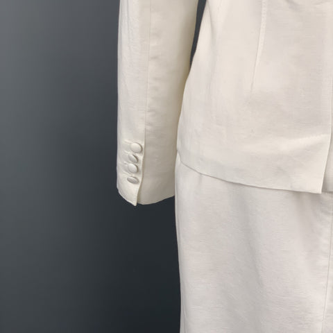 DOLCE & GABBANA Size 8 White Cotton / Flax A-Line Skirt Set