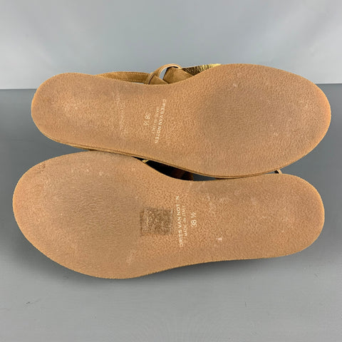 DRIES VAN NOTAN Talla 8.5 Sandalias de gladiador con flecos de ante dorado tostado