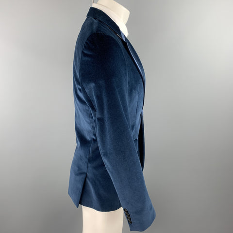 PS by PAUL SMITH Size 38 Navy Cotton Velvet Notch Lapel Sport Coat