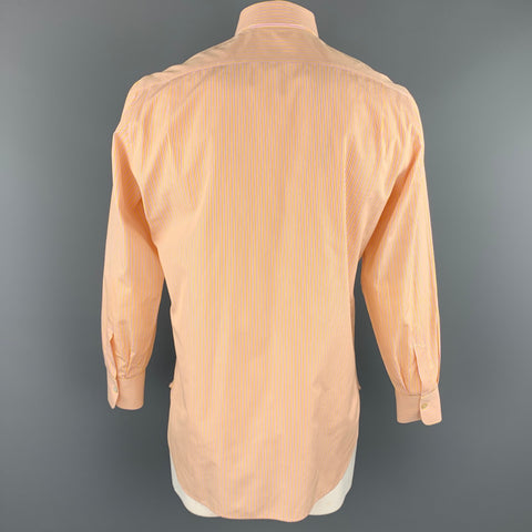 KITON Size M Yellow & Purple Stripe Cotton Button Up Long Sleeve Shirt