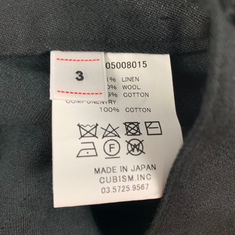 VISVIM Talla L Pantalones Alda con cremallera y mezcla de lino negro