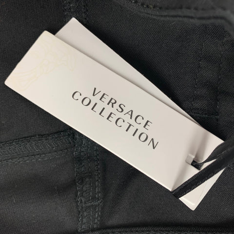 VERSACE COLLECTION Size 30 Black Cotton Blend Studded Skinny Casual Pants