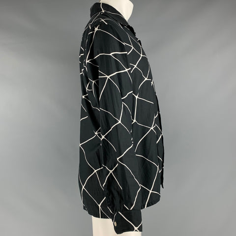 LEVI'S VINTAGE Size M Black White Print Cotton Camp Long Sleeve Shirt