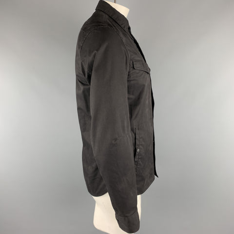 RAG &amp; BONE Taille M Veste noire en coton uni / polyester avec fermeture éclair et boutons-pression