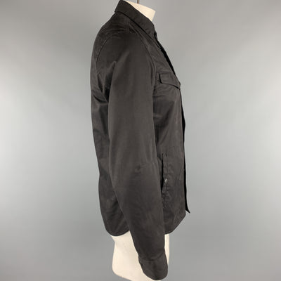 RAG & BONE Size M Black Solid Cotton / Polyester Zip & Snaps Jacket