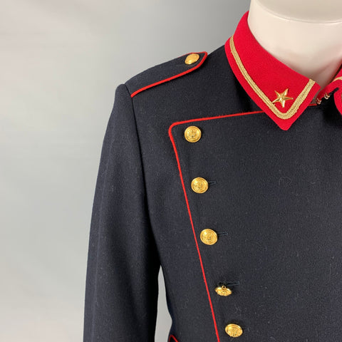 D&G by DOLCE & GABBANA Size 40 Navy Red Gold Military Coat