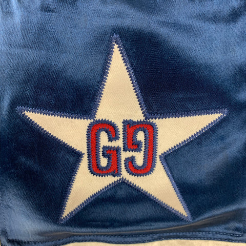 GUCCI Size M Blue Beige Color Block Acetate Athletic Shorts