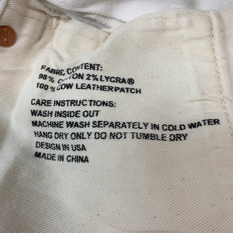 PURPLE BRAND Size 30 White Cotton Lycra Button Fly Jeans