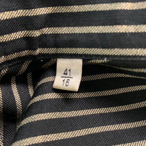 SAINT LAURENT Size M Black Gold Stripe Silk Blend Long Sleeve Shirt