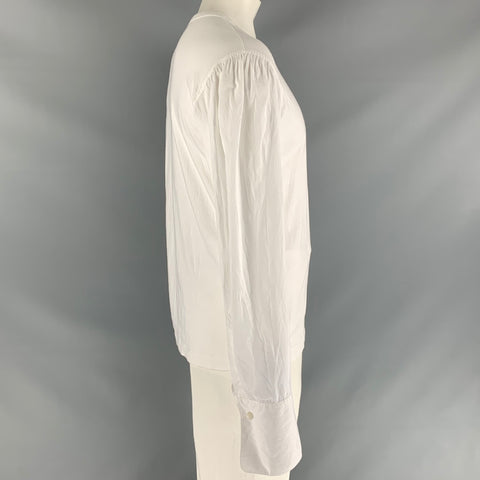 DRIES VAN NOTEN Size L White Solid Cotton French Cuff Long Sleeve Shirt