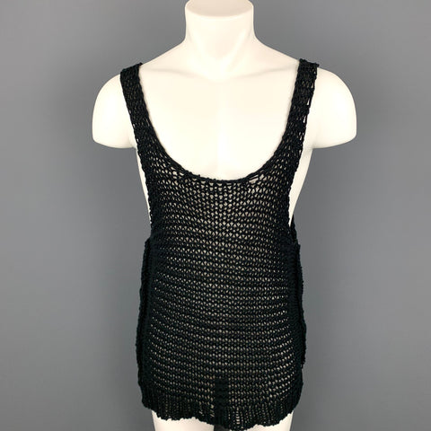 BURBERRY PRORSUM Size M Black Mesh Cotton Tank Top