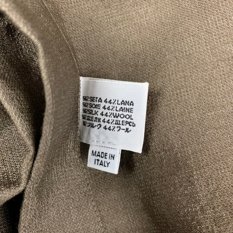 LANVIN Size XL Olive & Black Silk / Wool Long Sleeve Shirt