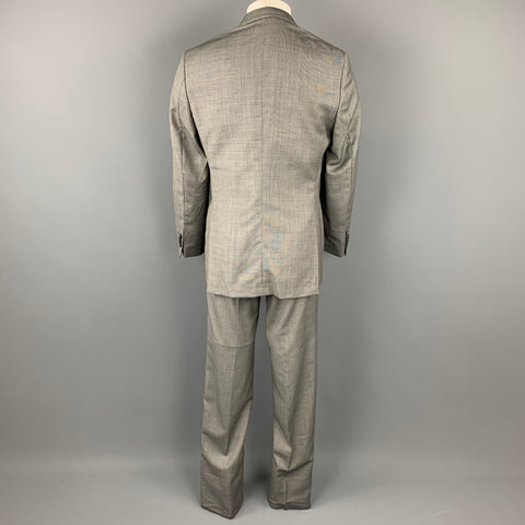 LUIGI BIANCHI Size 38 Regular Gray & Black Nailhead Wool Notch Lapel Suit