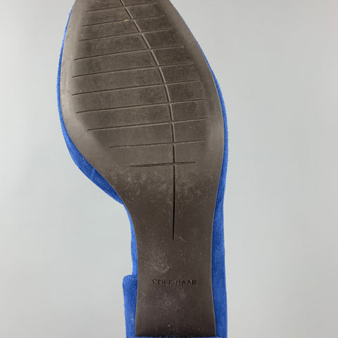 COLE HAAN Size 10 Blue Suede Ankle Strap Pumps