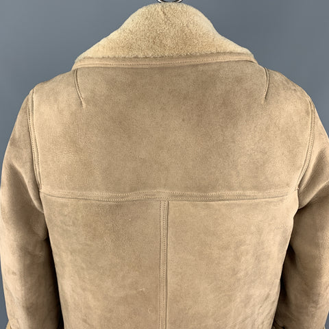 PAUL STUART Size 40 Tan Shearling Notch Lapel Coat