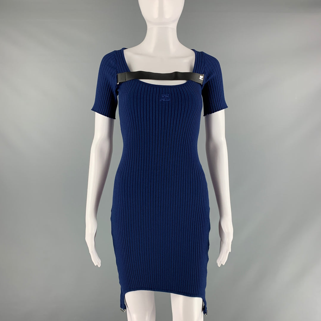 courreges blue dress A-line Belted Twill Dress - Aqua - 34