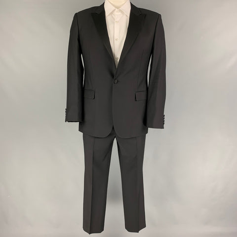 CALVIN KLEIN COLLECTION Size 40 Black Wool Tuxedo Suit