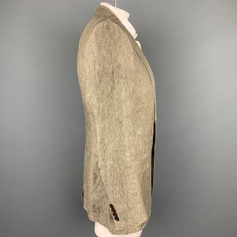 DOLCE & GABBANA Luxury Size 42 Taupe Heather Linen Notch Lapel Sport Coat