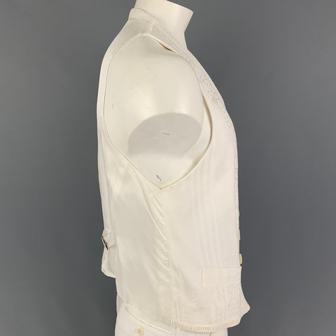 DOLCE &amp; GABBANA Taille 42 Gilet boutonné en coton brodé blanc