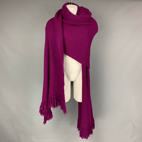 Y's by YOHJI YAMAMOTO Purple Knitted Wool Nylon 146"  Oversized Fringe Scarf
